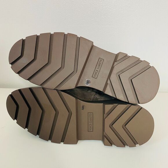 New Vince Camuto Neframes Brown Leather Suede Chunky Sole Side Zipper Bootie 8.5 - Picture 7 of 9